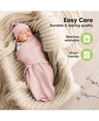 3-Pack Organic Baby Swaddle Sleep Sacks with Knot Hats, Newborn Baby Swaddles Wrap 0-3 Months, Ergonomic Wearable Blanket
