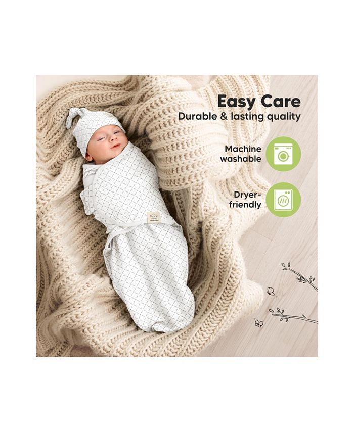 3pk Organic Swaddle Sleep Sacks with Knot Hats, Newborn 0-3 Months - Multi - ONE SIZE