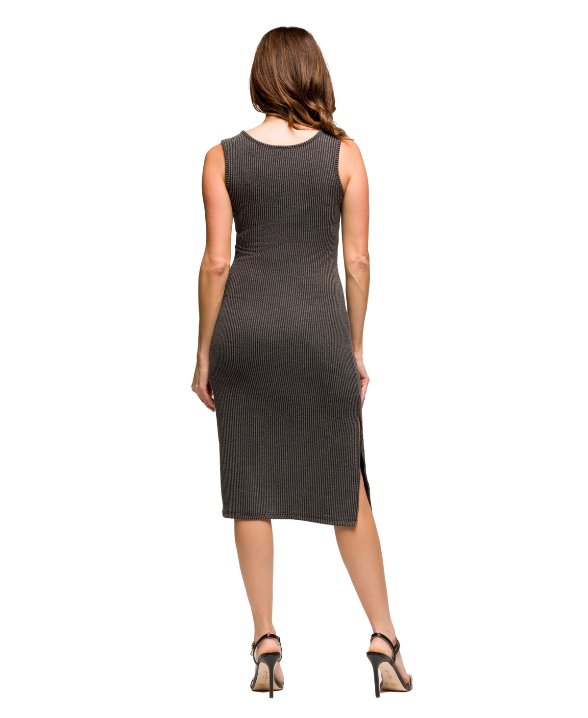 24seven Comfort Apparel Women's Fitted Sleeveless Side Slit Midi Dress In Multi