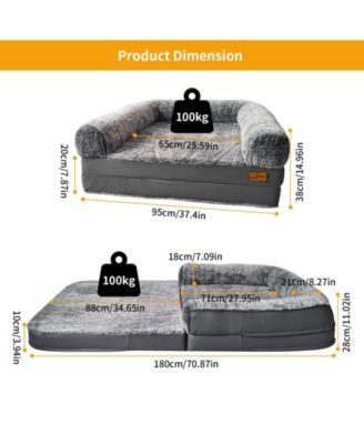 Giant Orthopedic Dog Bed w/Waterproof & LeatherTrim for Pets