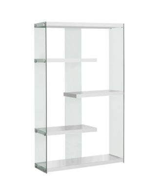 59" White Glass Four Tier Etagere Bookcase