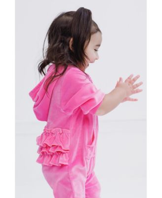 Baby Girls Velour Matching Family Zip Up Hoodie & Pants Outfit Set Adult