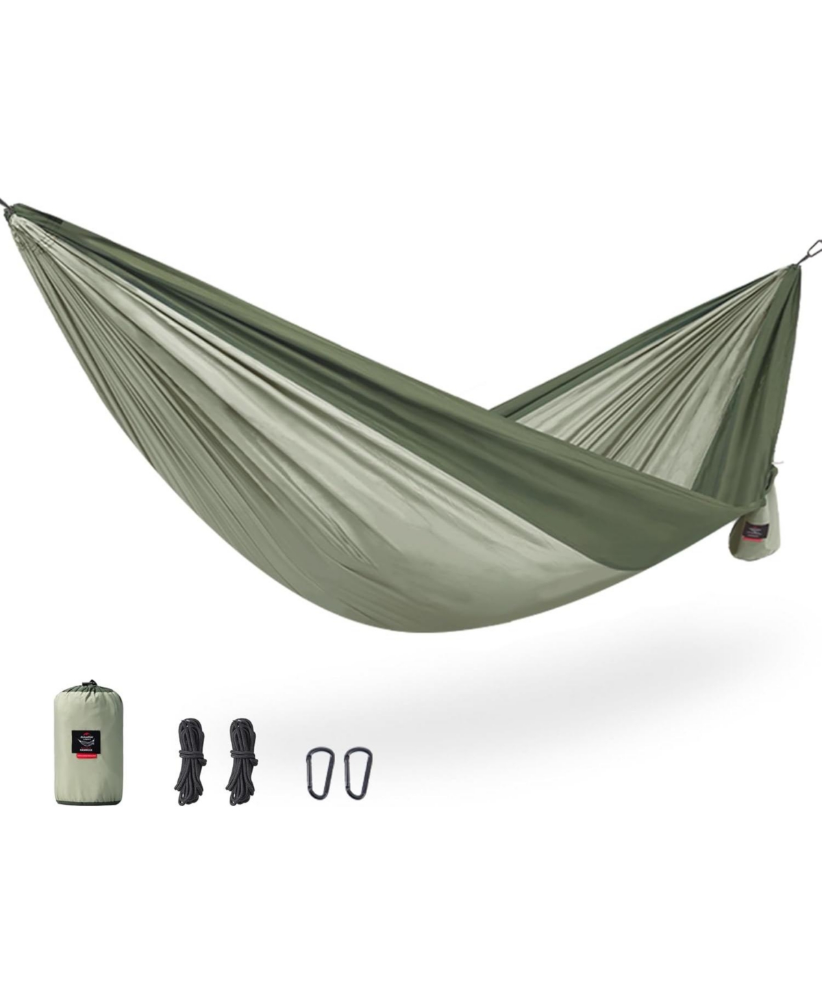 Swing Hammock 1-Person Camping Hammock Sturdy Portable Durable Swing 180kg Load Capacity for Outdoor, Trekking, Travelling, Garden - Green