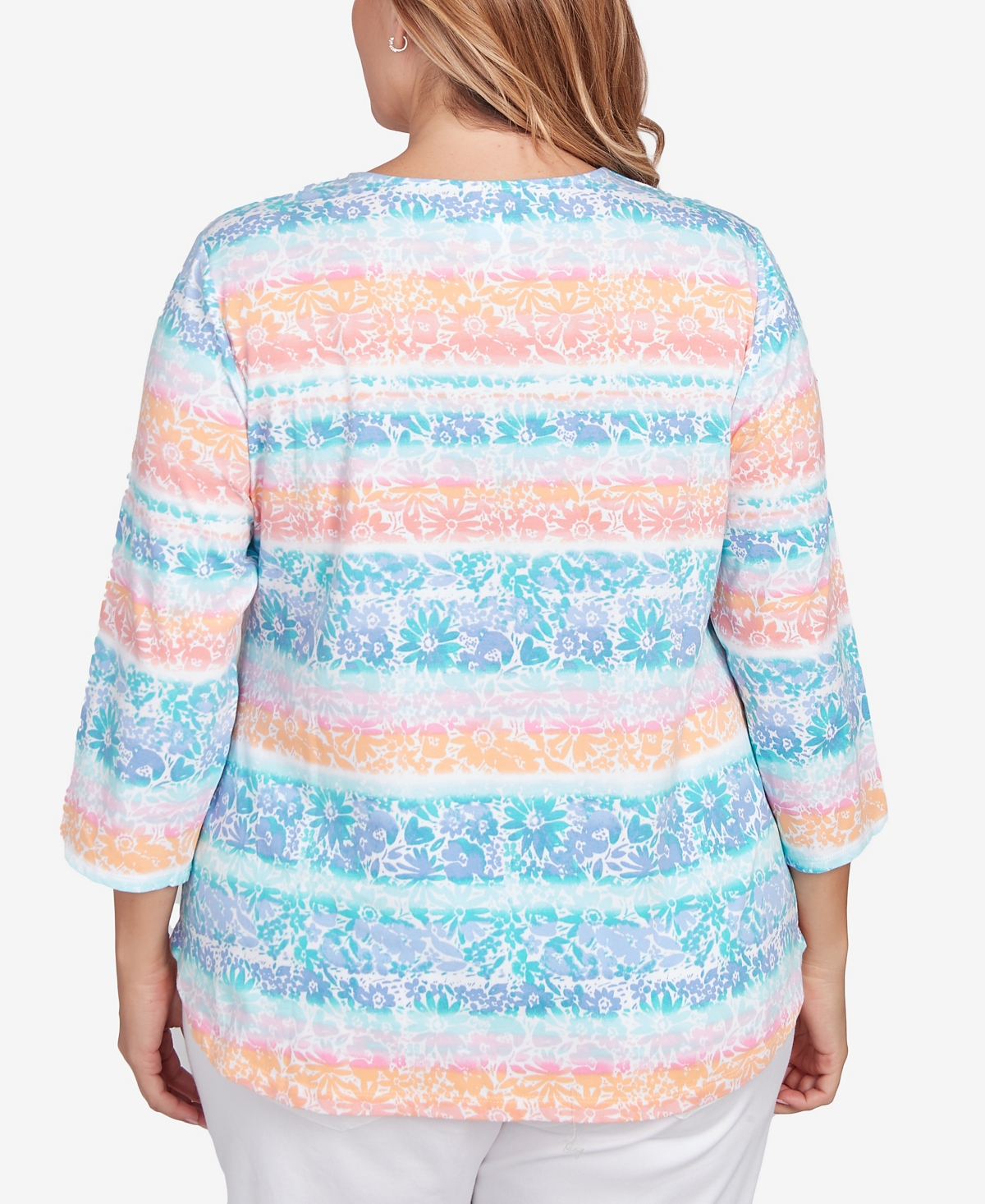 Ruby Rd. Plus Size Watercolor Stripe Print Top