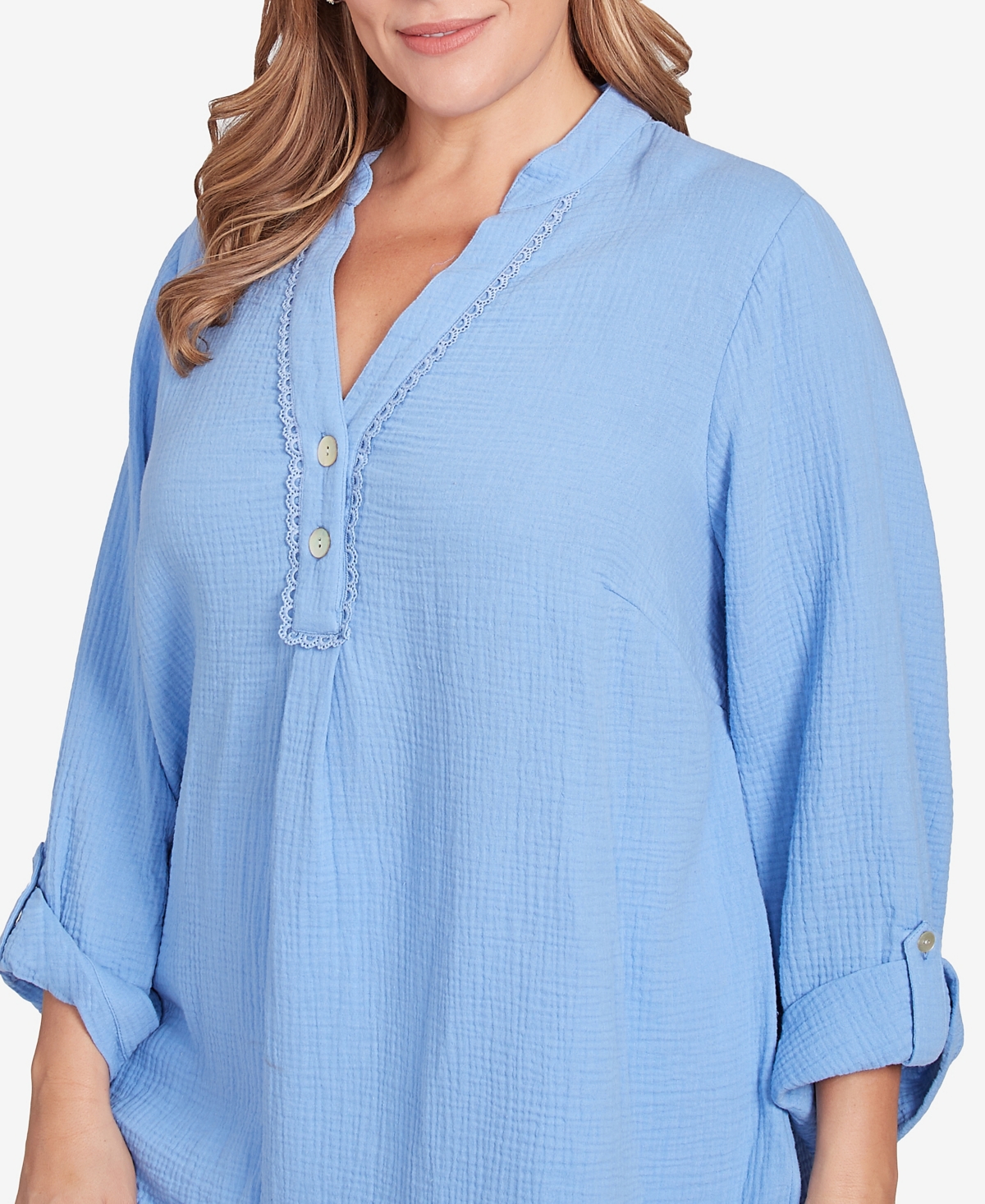 Ruby Rd. Plus Size Sleeve Henley Top