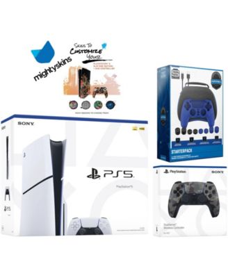 Playstation 5 Slim Disc Bundle with Spider-Man: Miles Morales, Extra Controller, Trigger Stop Kit, FPS Grip Kit and MightySkins Decal Voucher