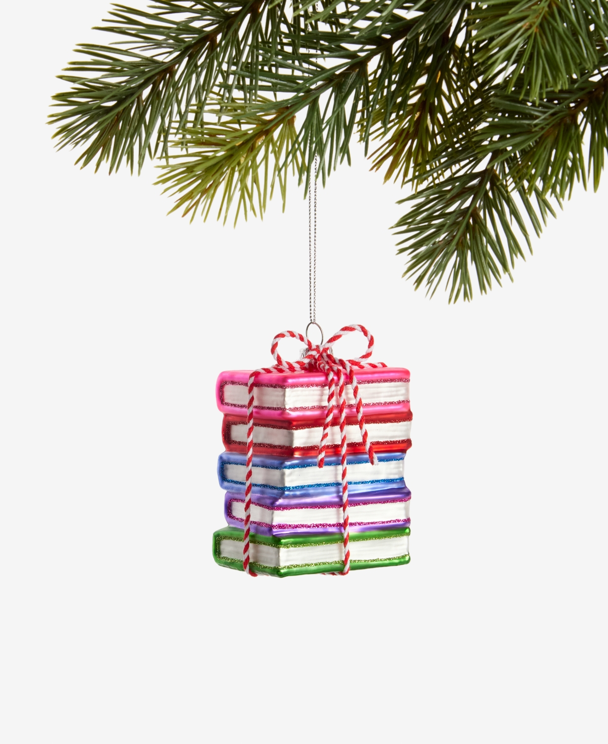 Holiday Lane Eclectic Charm Glass Book Stack Ornament, Macy's Exclusive In Multi