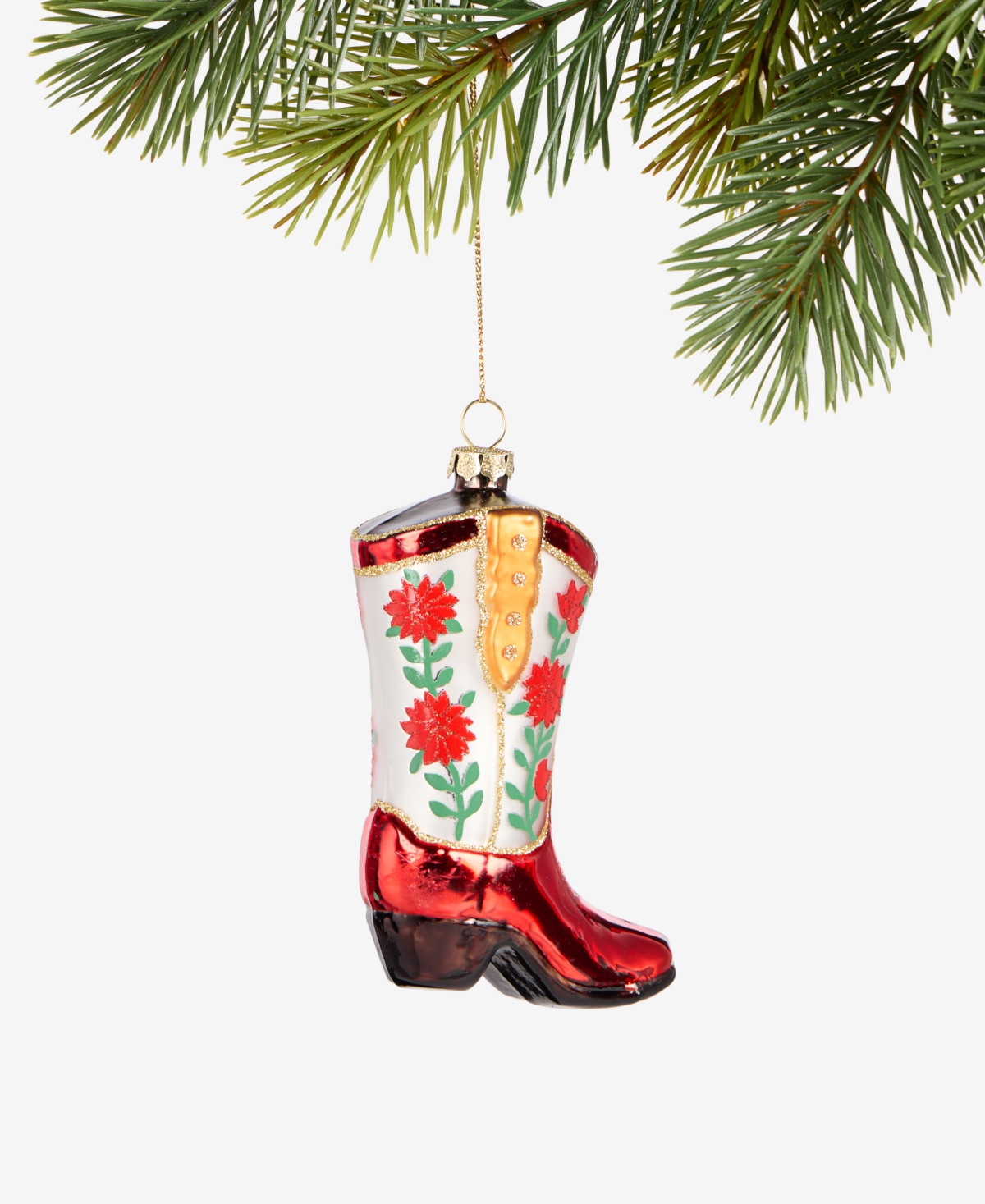 Holiday Lane Eclectic Charm Glass Cowboy Boot Ornament, Macy's Exclusive In Transparent