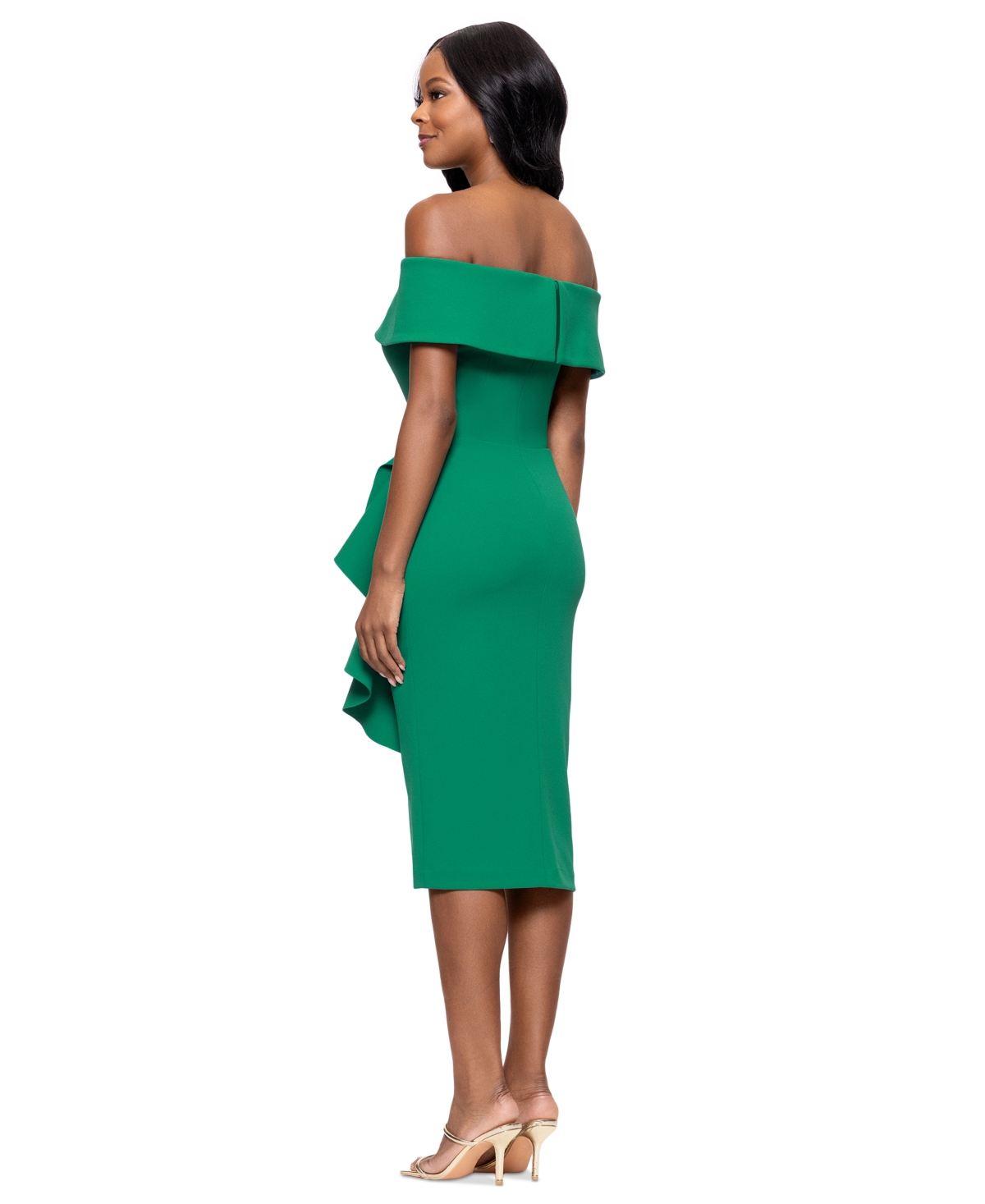 Betsy & Adam Off The Shoulder Scuba Sheath Dress