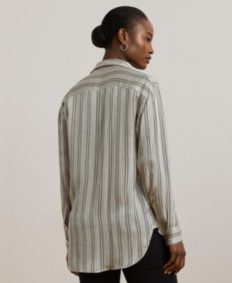Women's Relaxed-Fit Striped Satin Shirt