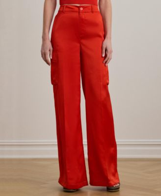 Women's Satin Charmeuse Wide-Leg Cargo Pants