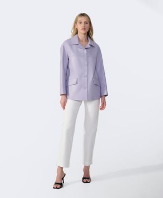 Women's Relaxed Leather Jacket, Created for Macy's