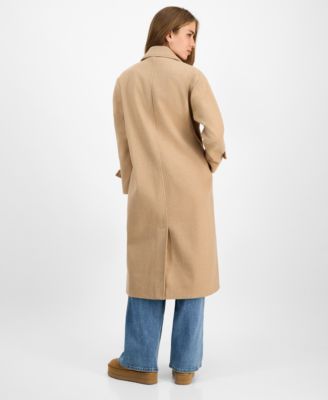 Juniors' Double-Breasted Maxi Coat