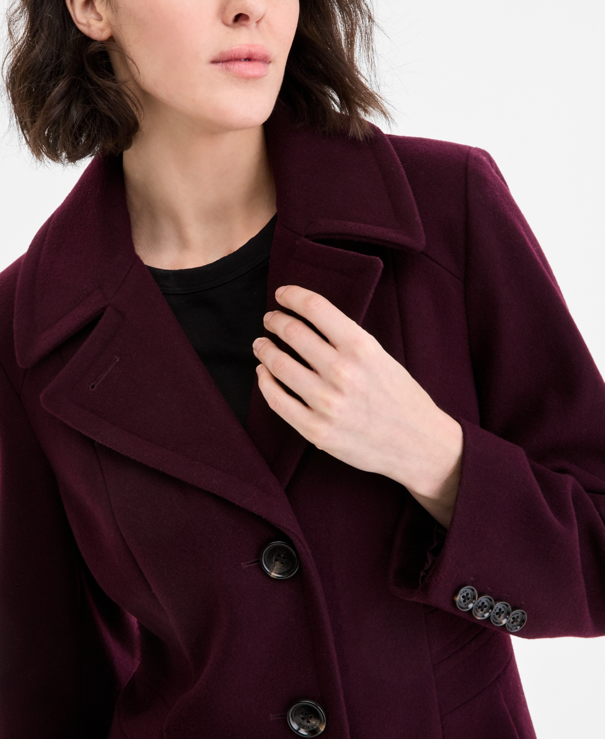 Anne Klein Women's Single-breasted Maxi Coat In Burgundy