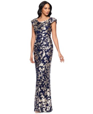 Women's Floral-Foil Powermesh Sheath Dress