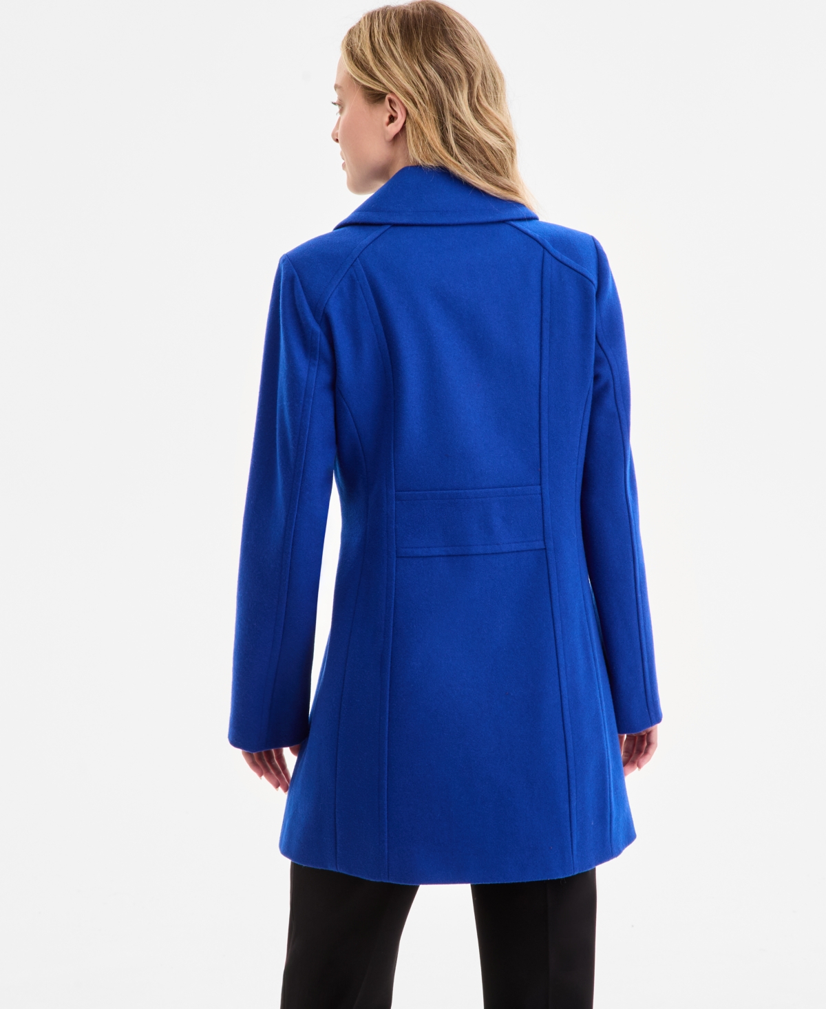 Anne Klein Women's Single-breasted Notched-collar Peacoat In Blue
