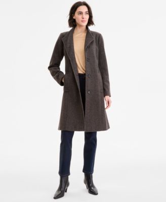 Anne Klein - Women's Asymmetric Button-Front Belted Coat