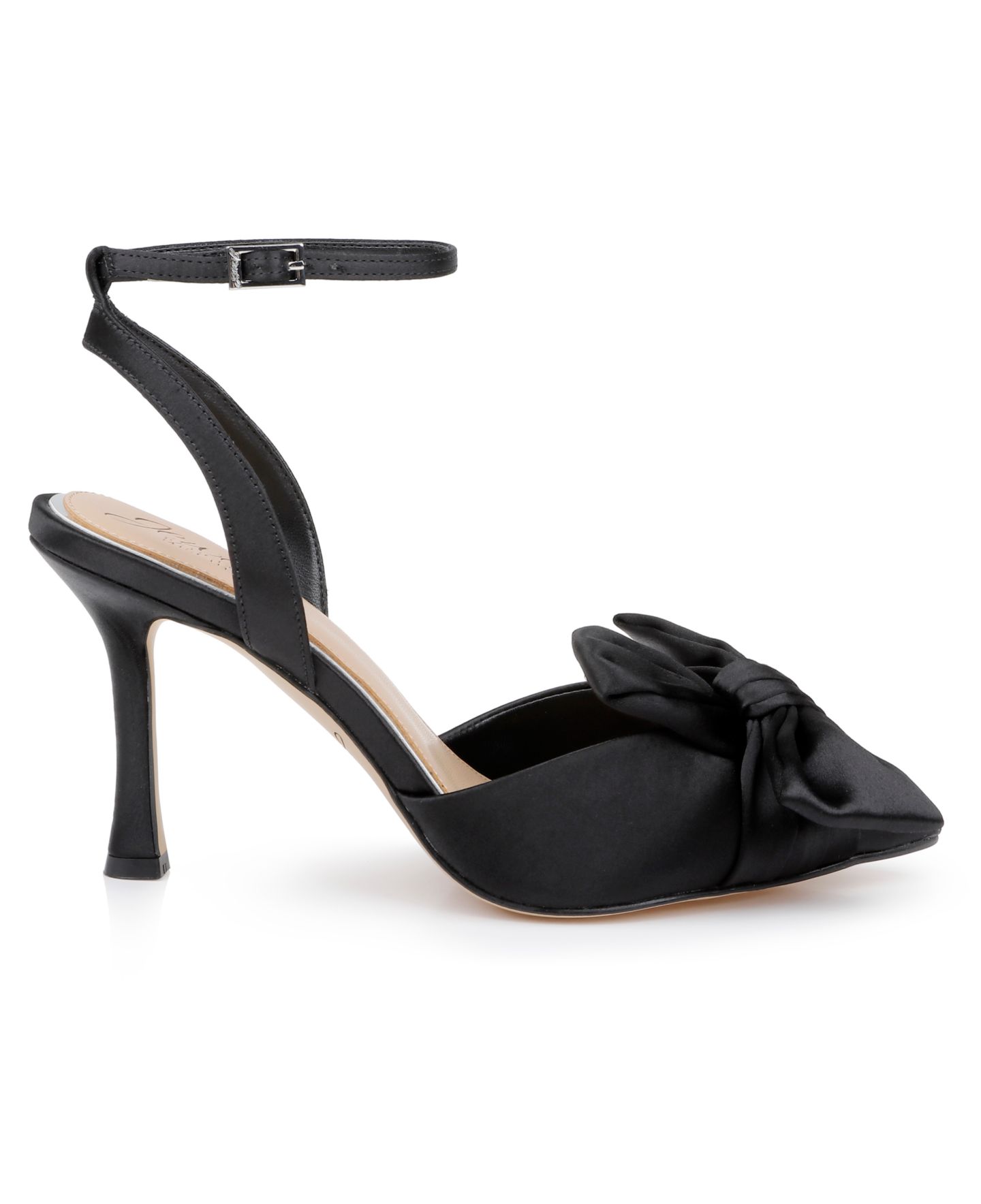 Женские туфли Jewel Badgley Mischka Francine Evening Pumps, цвет: Чёрный атласный — фото 2