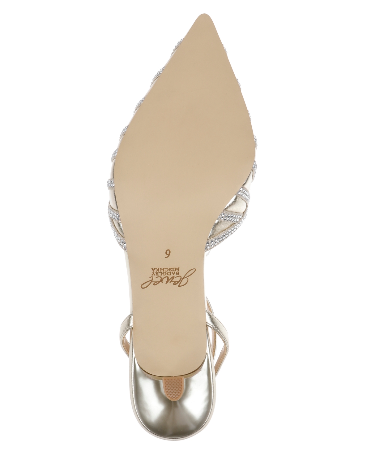 Jewel Badgley Mischka Fable Ankle Strap Pointed Toe Pump In Metallic