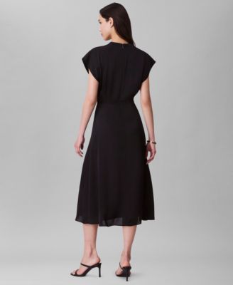 calvin klein black satin dress 0