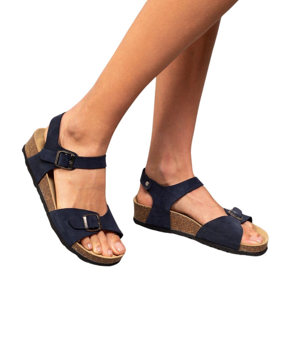 Low Wedge Dbl Buckle Sandal - Dark navy