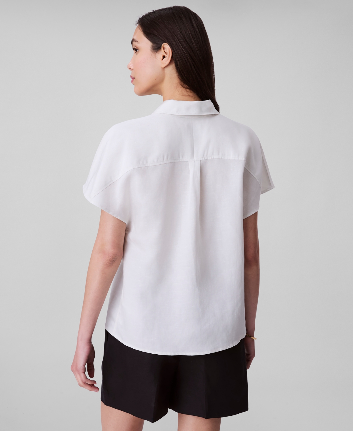 Shop Calvin Klein Women's Linen-blend Short-sleeve Shirt