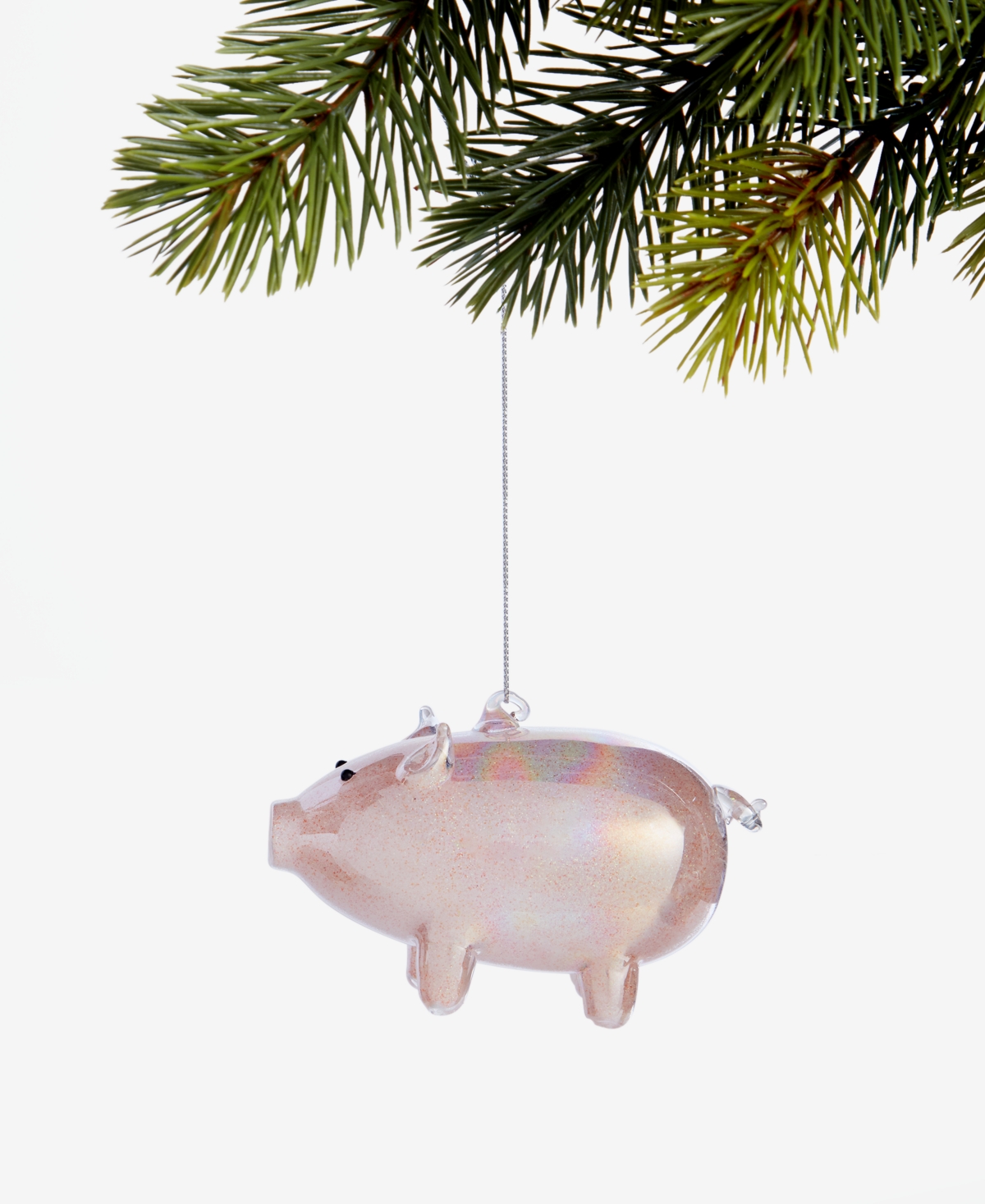 Holiday Lane Pastel Shine Pink Glitter Pig Ornament, Macy's Exclusive In Pink