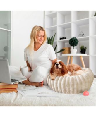 Round Wide Wale Pet Cuddler Bed, Anti-Skid Bottom, Bedding for Dogs and Cats