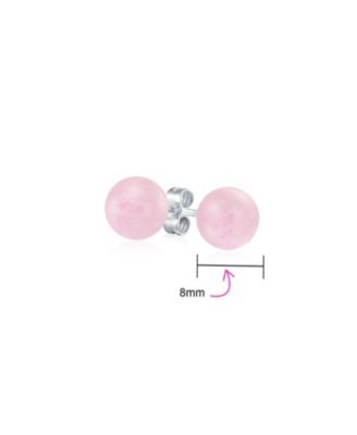 Set of 3 8MM Natural Pink Quartz Red Carnelian Green Aventurine Drop Ball Earrings