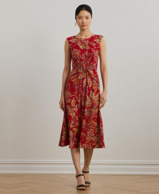Lauren Ralph Lauren - Women's Floral Twist-Front Stretch Jersey Dress