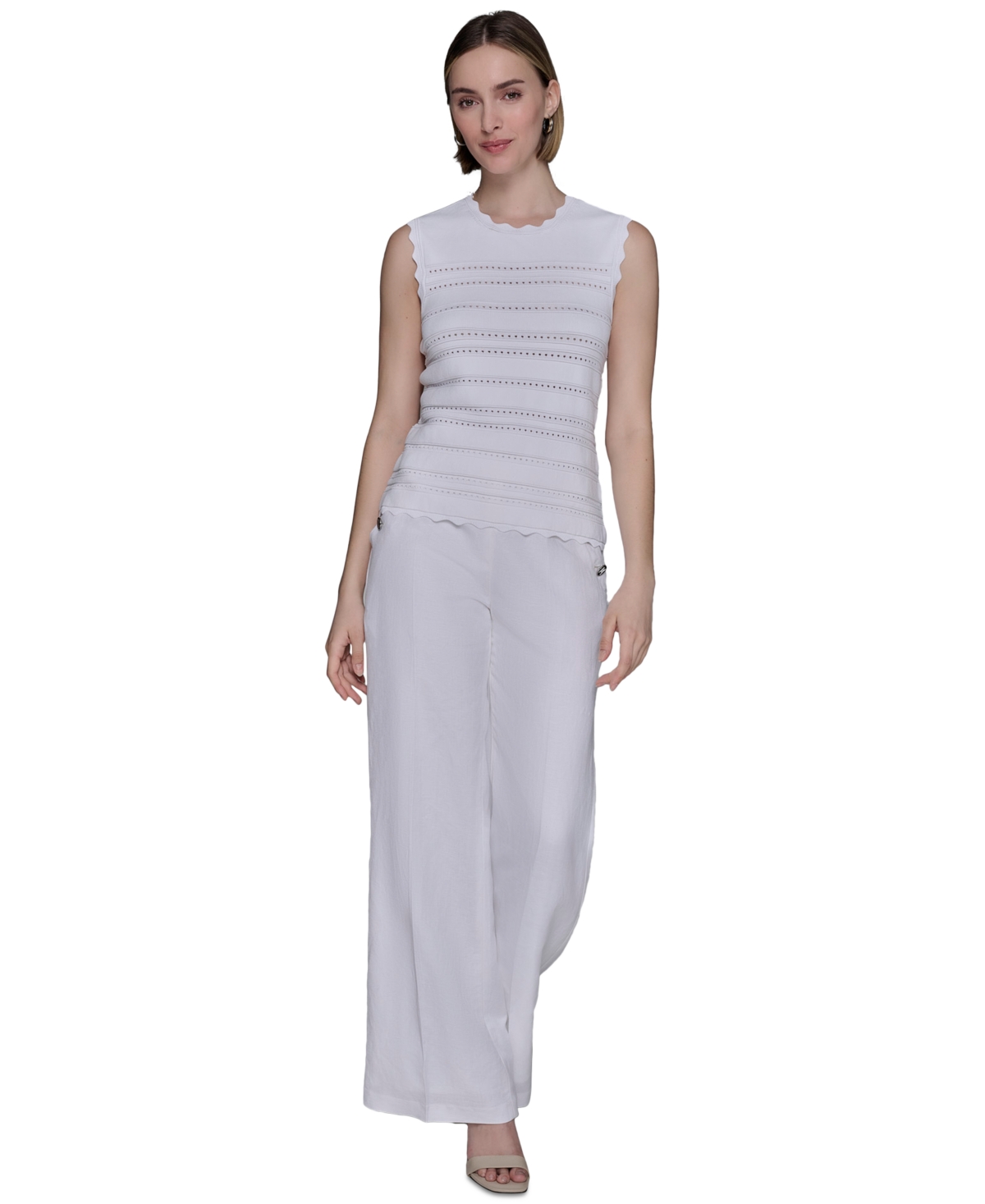 Shop Karl Lagerfeld Women's Scalloped-trim Sweater