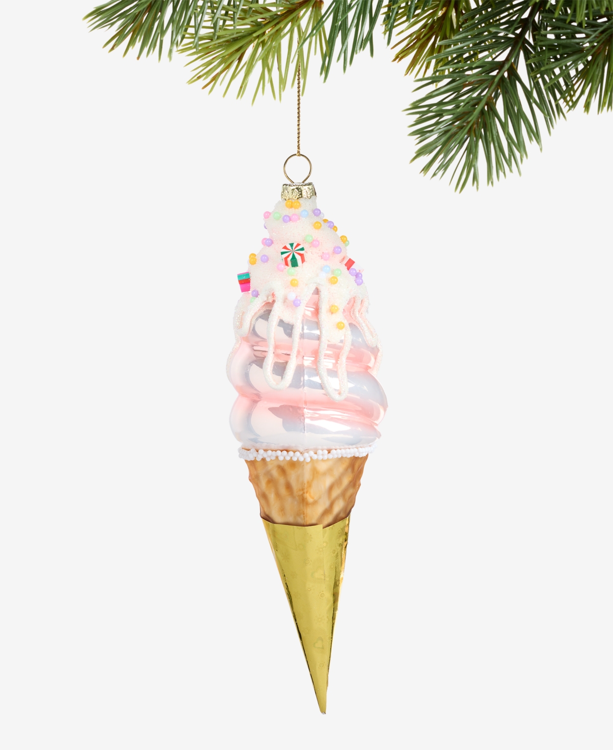 Holiday Lane Sugar Plum Glass Ice Cream Cone Ornament, Macy's Exclusive In Multi
