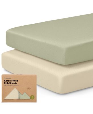 2pk Aereo Fitted Crib Sheets for Boys, Girls, 52x28 Standard Baby Crib Mattress Sheets, Bamboo Viscose Cotton