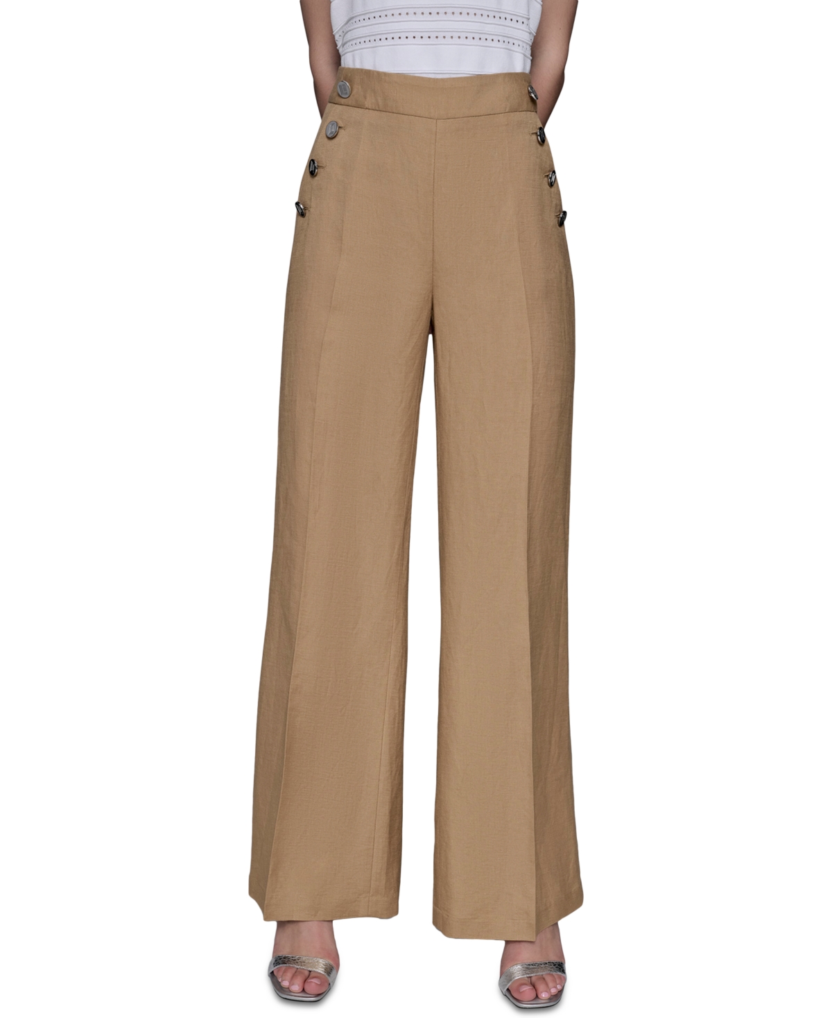 Karl Lagerfeld Women's Linen-blend Sailor Pants In Nude