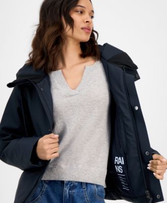 Women's Snap-Front Hooded Waterproof Jacket