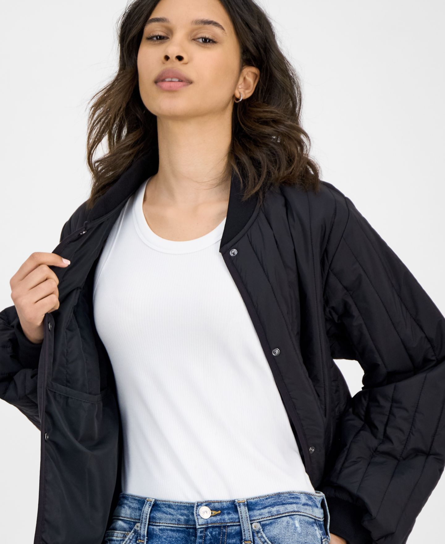 Женская куртка Rains Stand-Collar Bomber, цвет: Чёрный — фото 5
