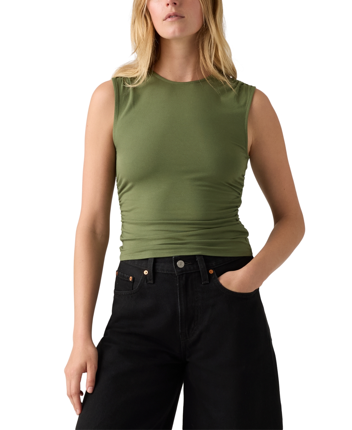 Levi's Premium Women's Crystal Ruched Sleeveless Top