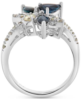 Sapphire (1-1/6 ct. t.w.) & Diamond (1/2 ct. t.w.) Statement Ring in 14k White Gold
