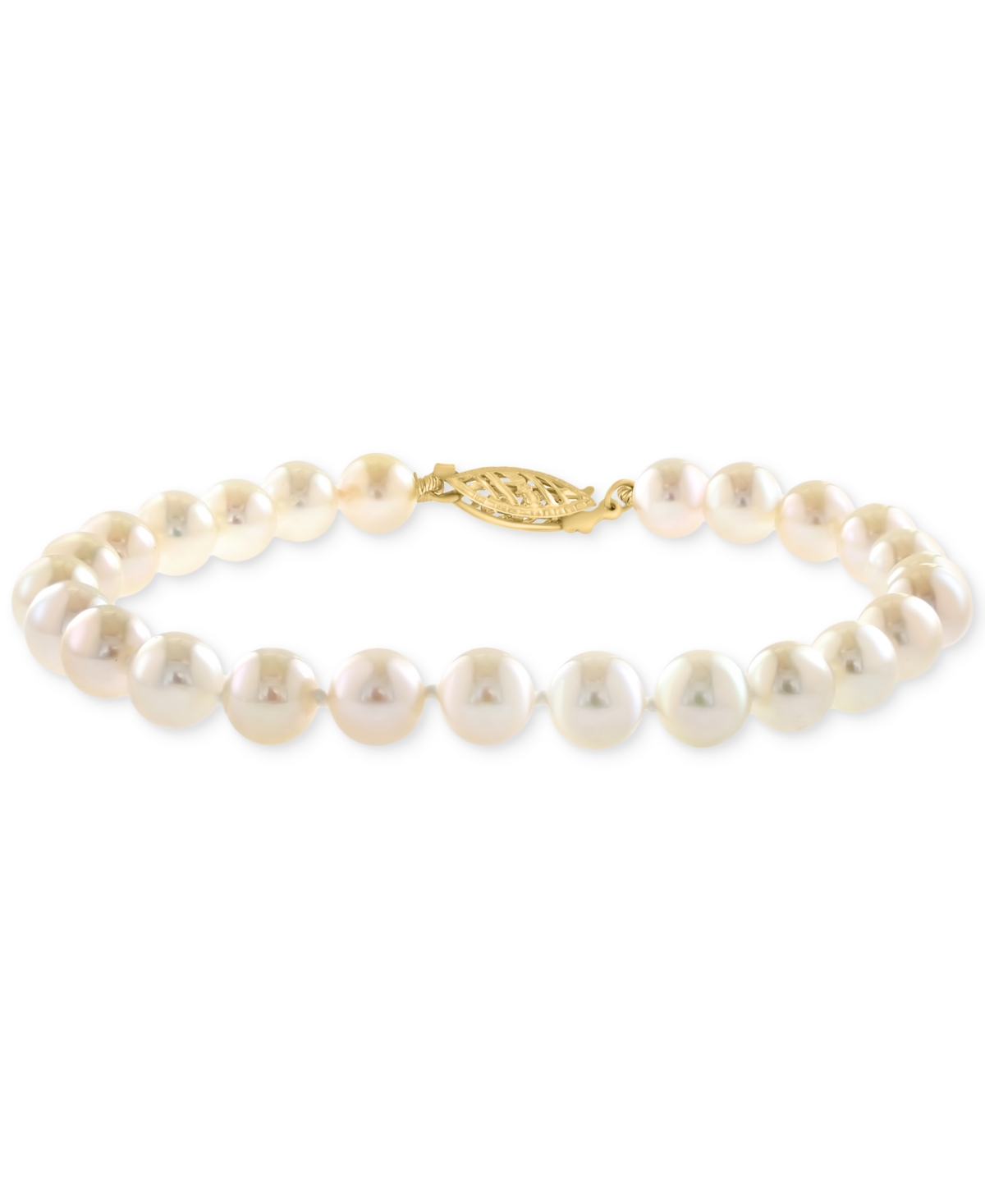 Effy Collection Effy Cultured Akoya Pearl (6mm) Filigree Clasp Bracelet In Gold