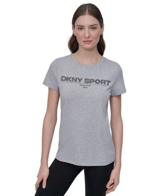 DKNY - Women's Cotton-Blend Rhinestone-Logo T-Shirt