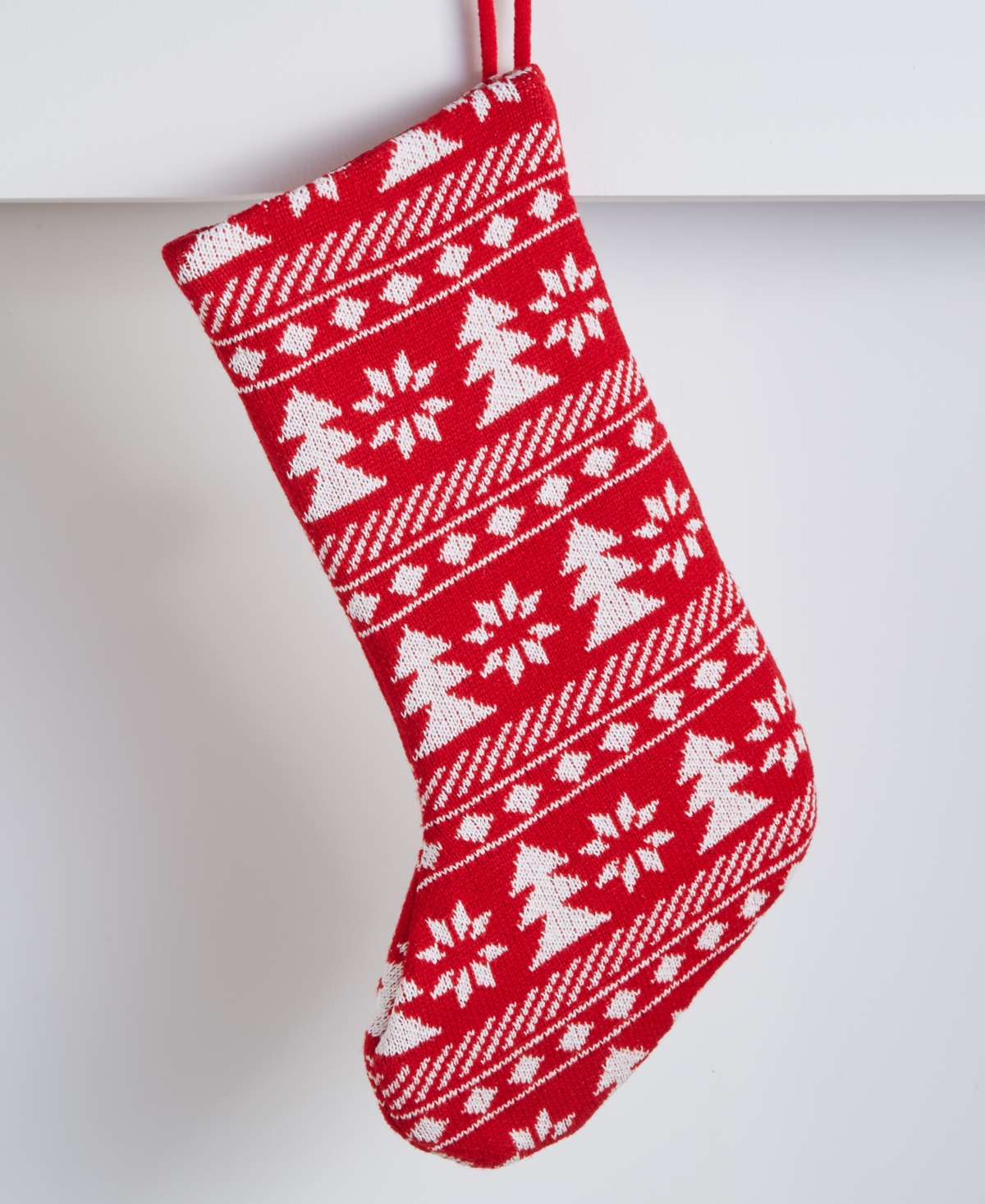 Holiday Lane Heritage Red And White Fabric Stocking, Macy's Exclusive