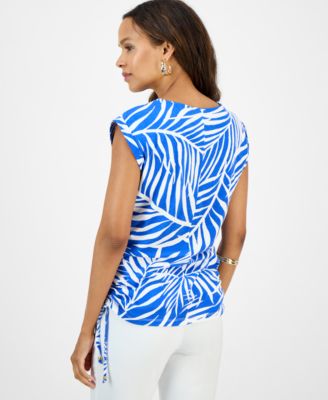 Petite Cotton Printed V-Neck Top