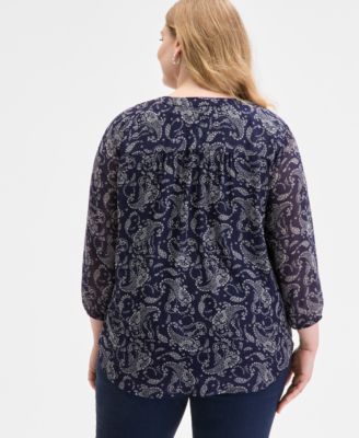 Plus Size Kelly Paisley-Print Top