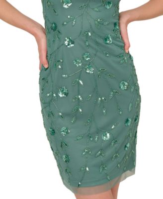 Women's 3D Floral Beaded Sheath Dress