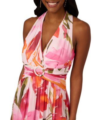 Women's Floral Chiffon V-Neck Gown