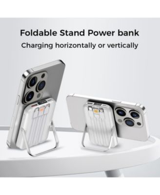 10000mAh Magnetic Power Bank w/ Stand- 3 Cables & Wireless Charging