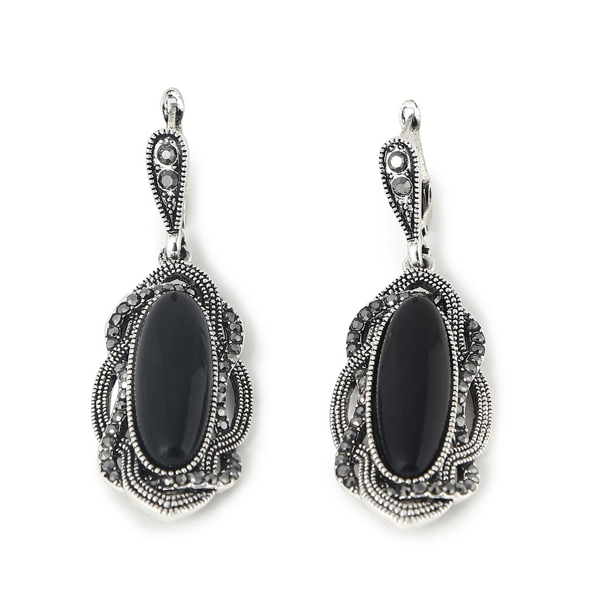 Sohi Women's Silver Plated Designer Stone Drop Earrings