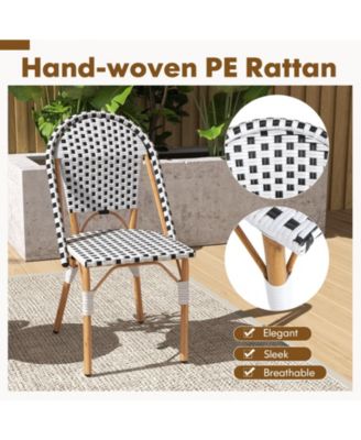 French Bistro Chair Set of 2 with Galvanized Metal Framex