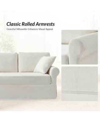Israel Traditional Slipcovered Sofa with Solid Leg