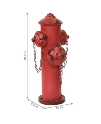 Metal Fire Hydrant Outdoor Garden Statue Decor with Red Finish